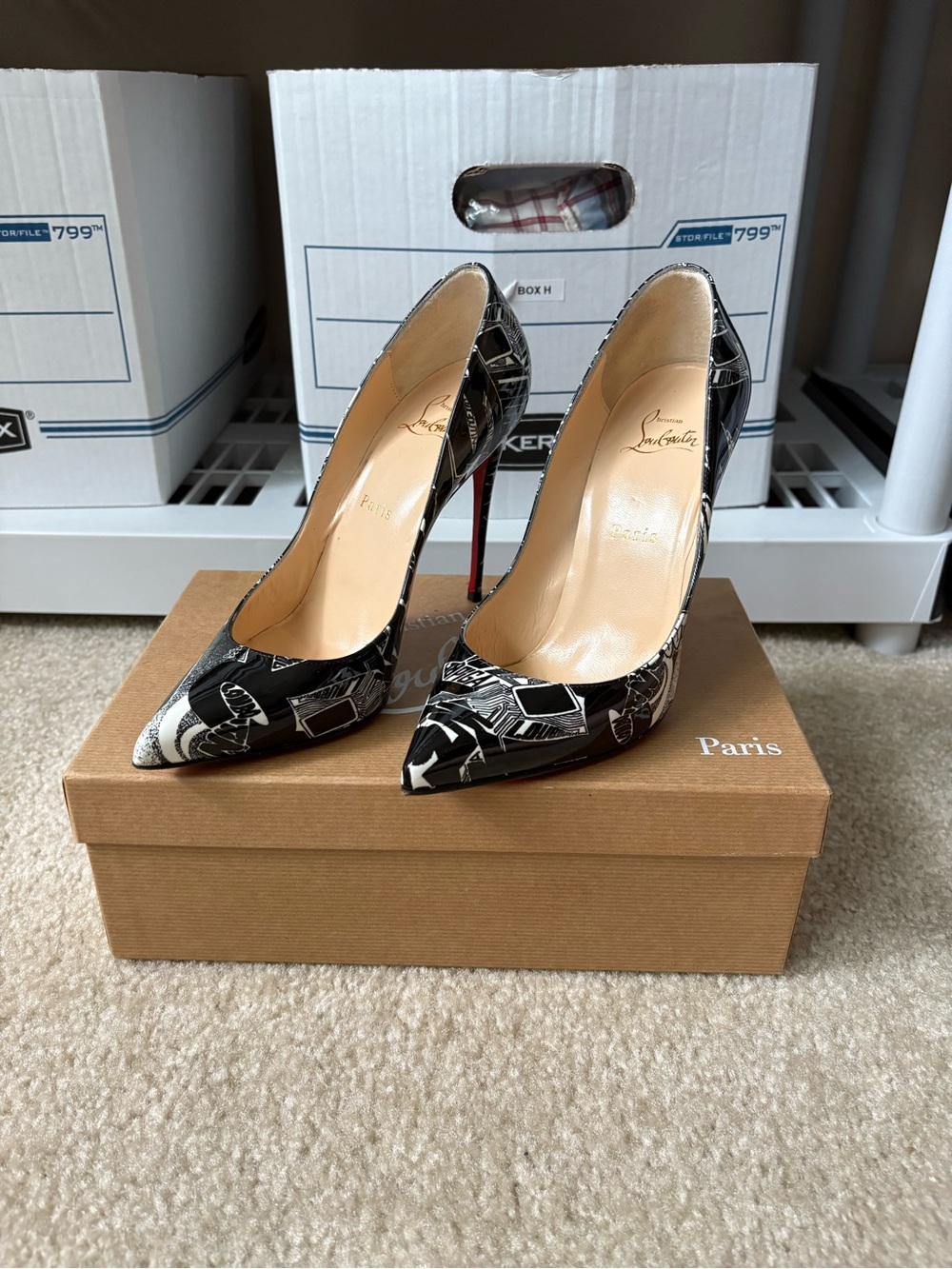 Christian Louboutin Pigalle Foilles Nicrograf Printed Pumps Womens 38.5